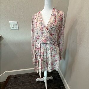 Express Cream Floral Romper with Pink Roses